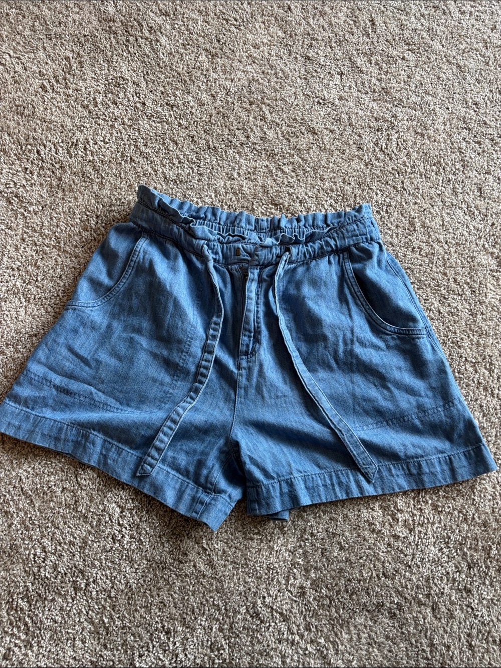 Old Navy Women's Denim-Style Drawstring Shorts in Blue